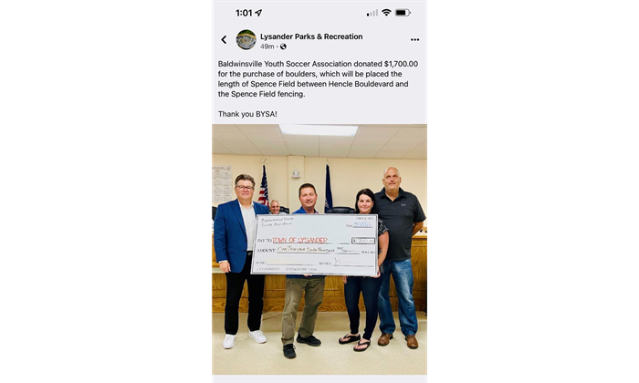 B.Y.S.A. Donates To Town Of Lysander